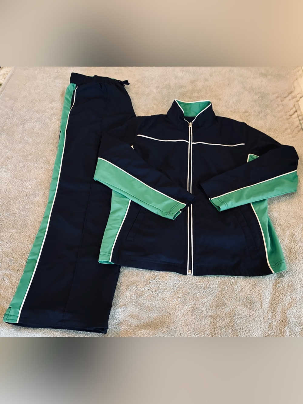 Women’s Navy and Mint Green Track Jacket and Pants Set Size Large